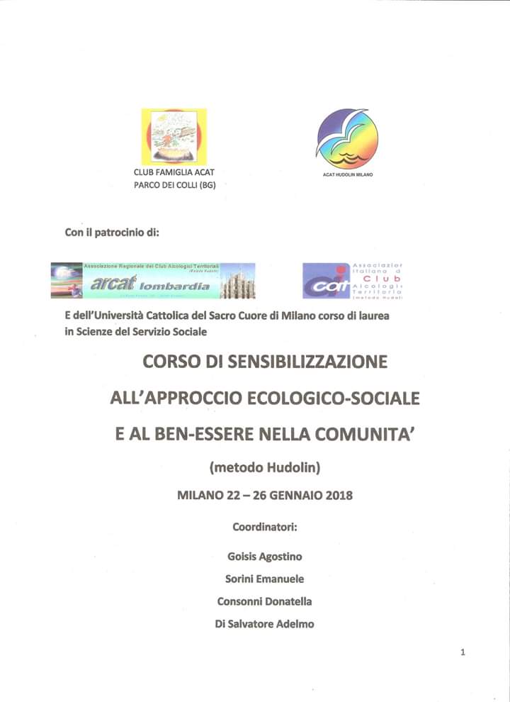 Corso sensibilizzazione ecologica sociale e al benessere nella comunità